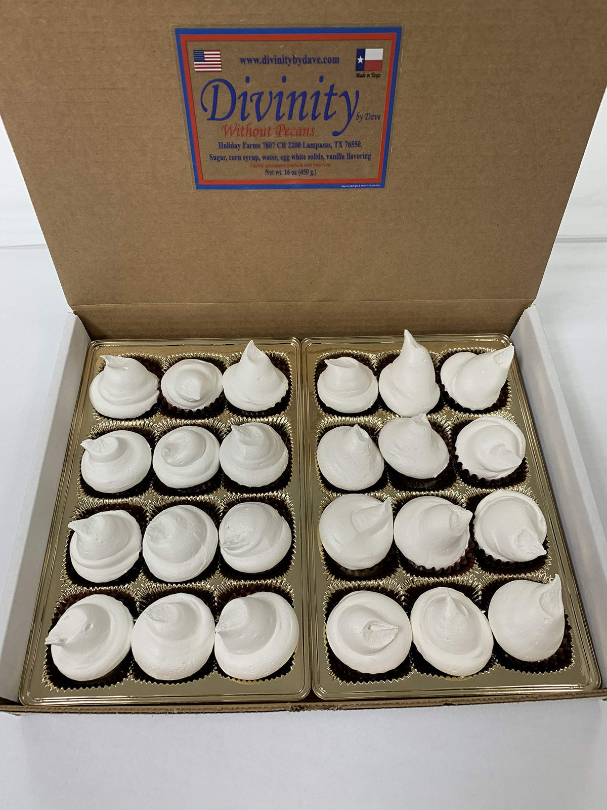 24 Piece Divinity Gift Box (Without Pecans) Old Fashioned Divinity, Just Like Home Made Divinity.