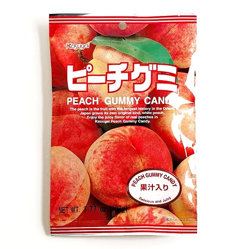 Kasugai Peach Gummy Candy 3.77 oz each (4 Items Per Order)