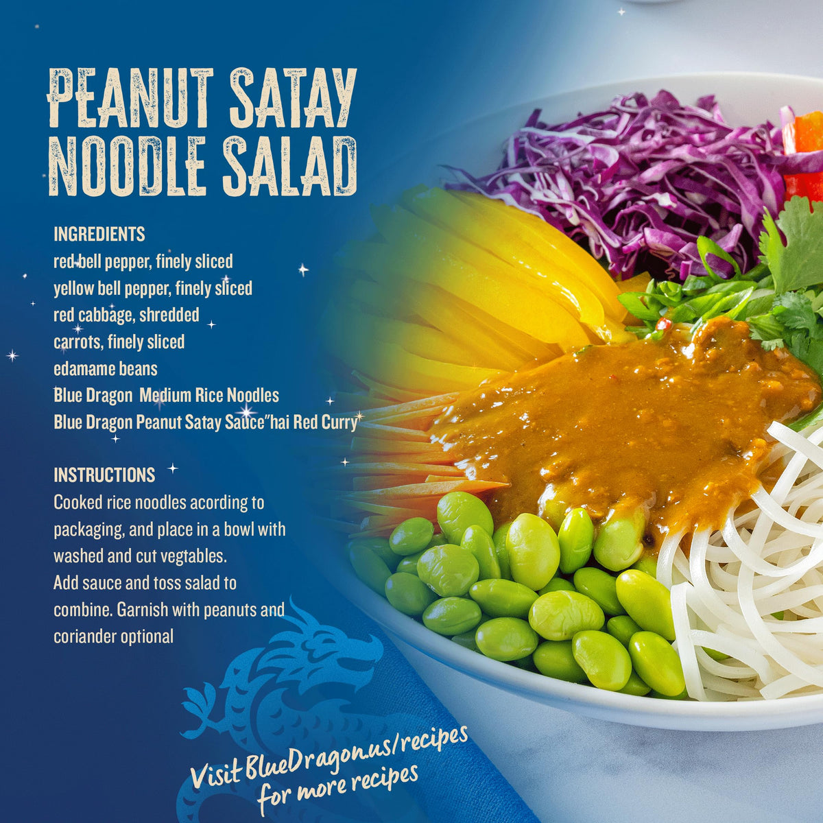 Blue Dragon Peanut Satay Sauce - 12oz Jar (Pack of 1) - Mild, Rich, Nutty and Ready-to-Use Cooking Sauce for Marinades, Dips, Stir-Fries and Noodle