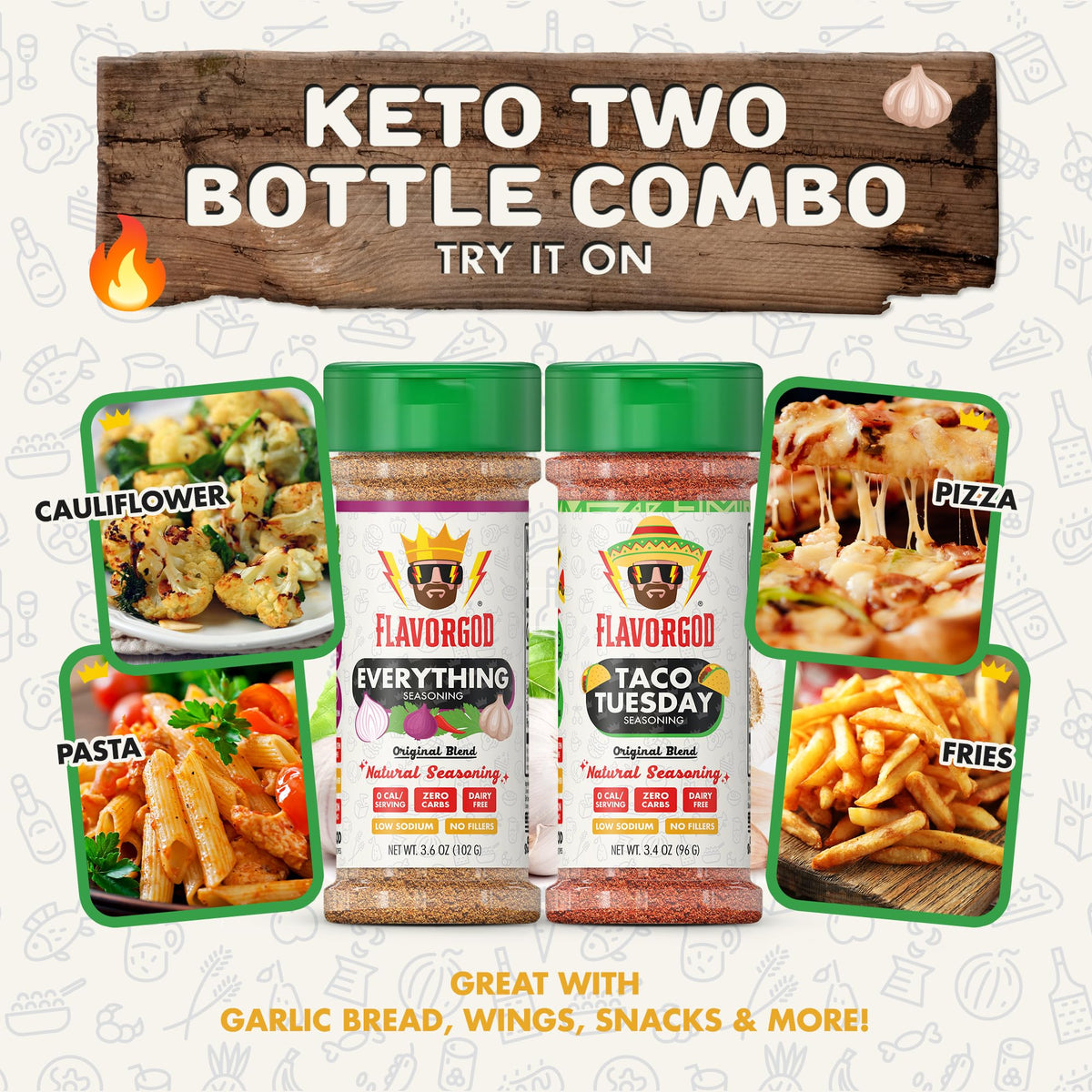 Keto Combo Herb, Spice and Seasoning Gift Set, Pack of 2 - Everything, Taco Tuesday - Premium All Natural & Healthy Spice Blend - Chicken, Beef