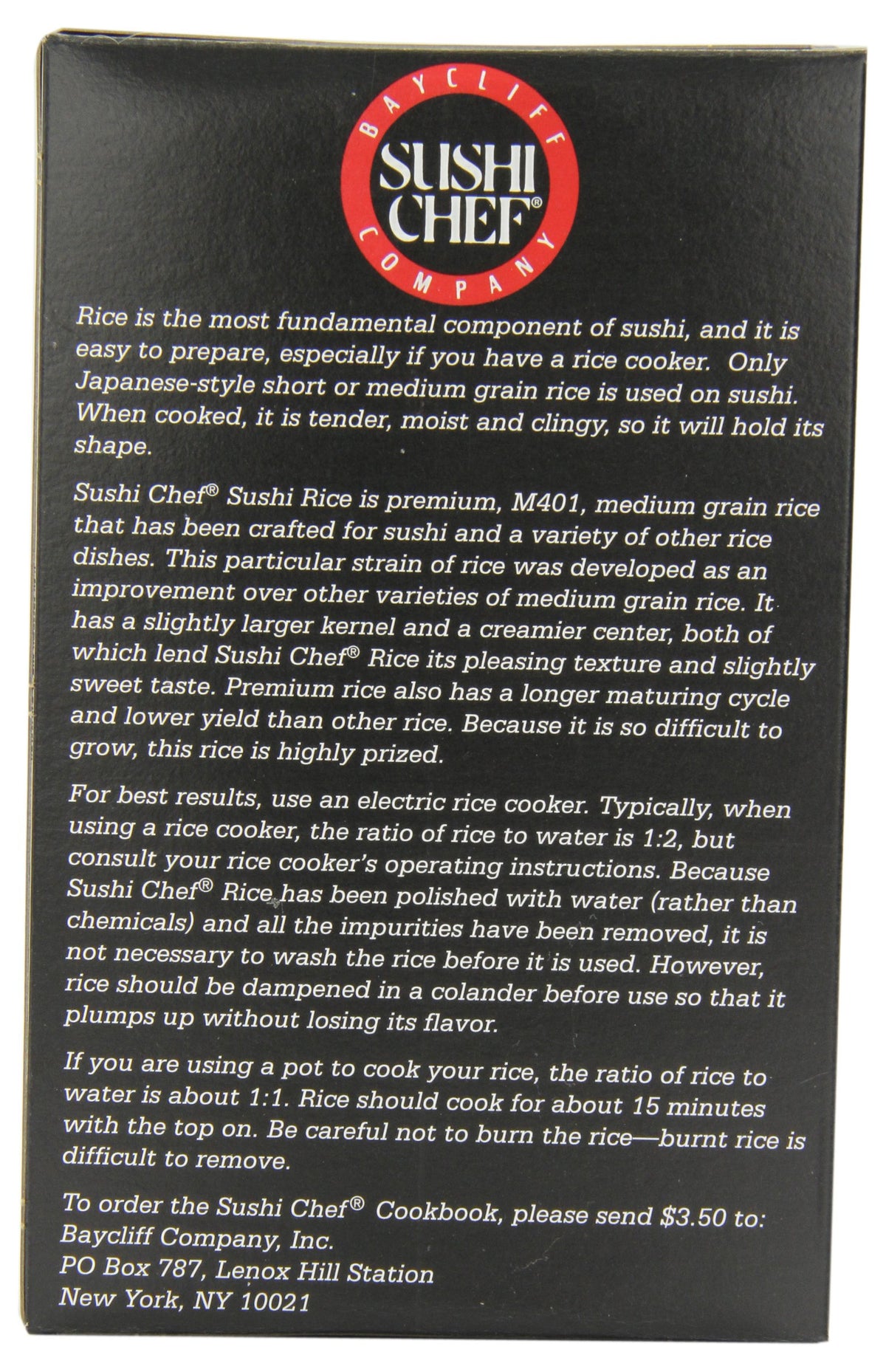 SUSHI CHEF RICE SHORT GRAIN, 20 OZ12