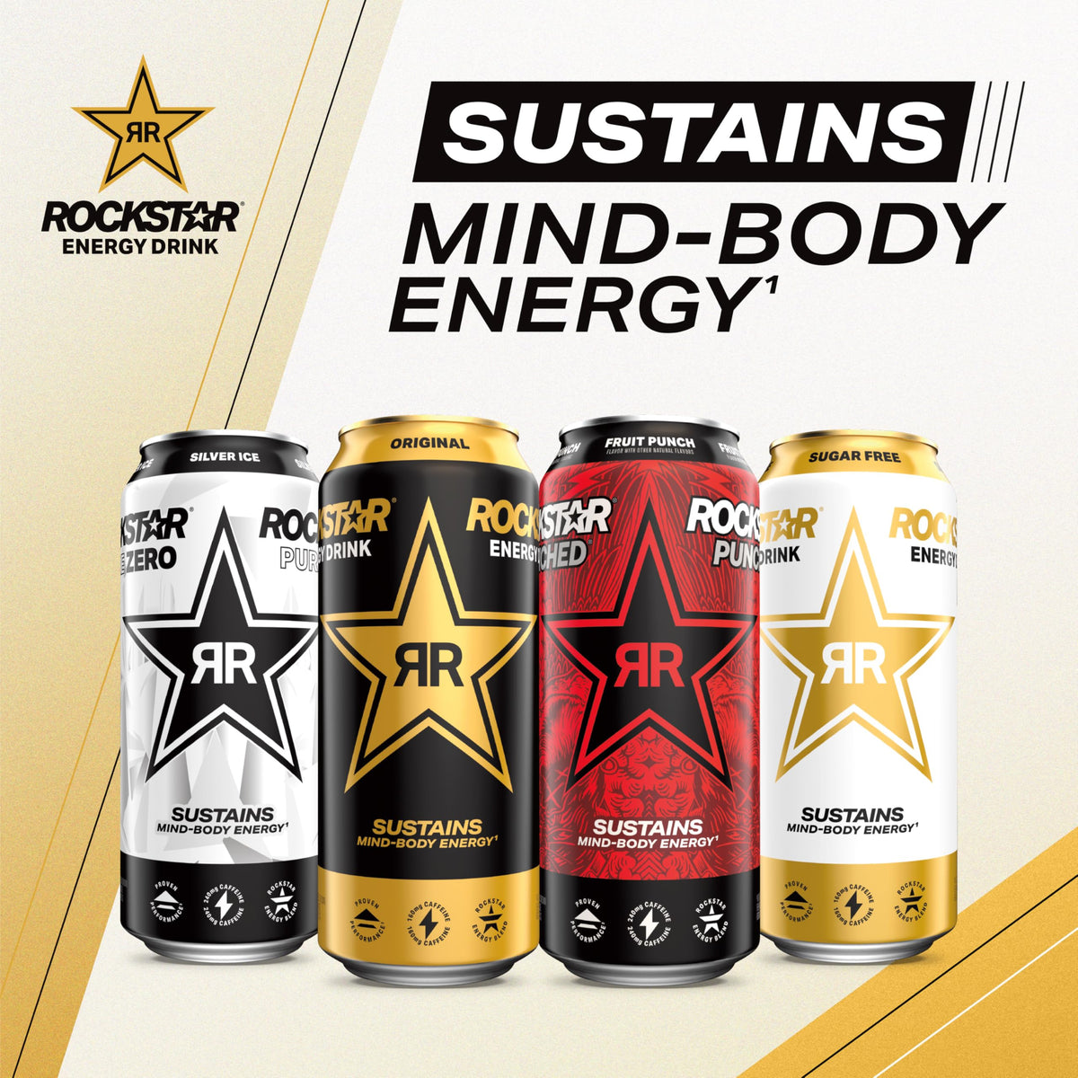 Rockstar Energy Drink, Sugar Free, 12oz Sleek Cans (8 Pack)