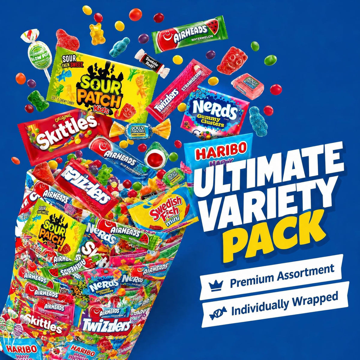 Bulk Candy Variety Pack - 20 lb - Bulk Individually Wrapped Candy- Candies - Trick Or Treat Candies - Piñata Filler Stuffers - Pinata CandyStuffers