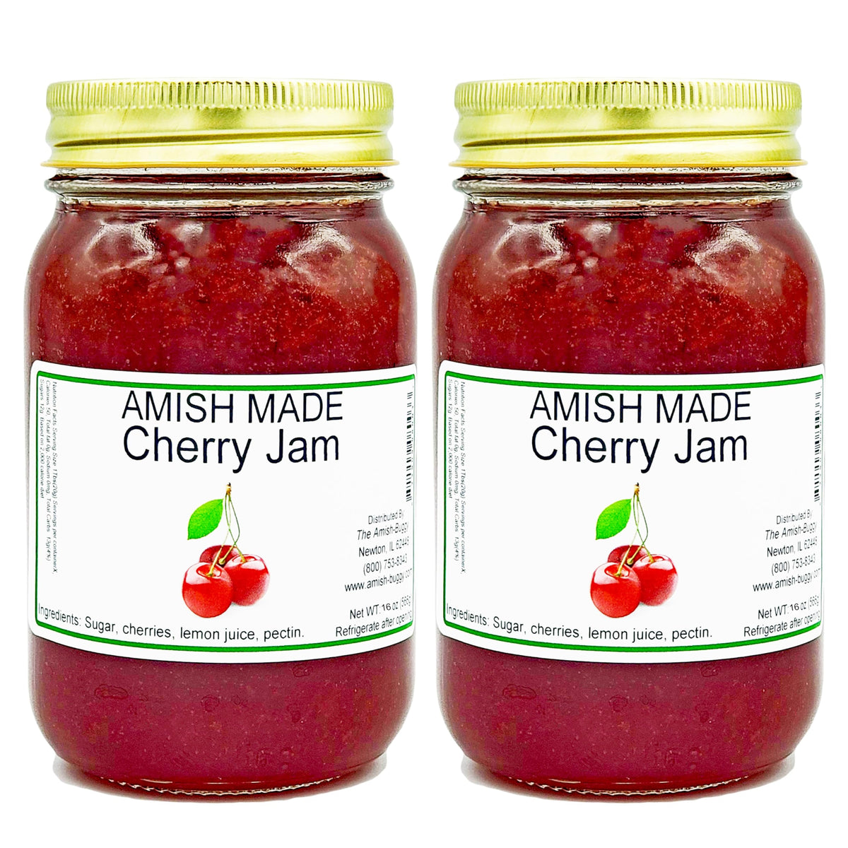Amish Cherry Jam - Two 16 Oz Jars
