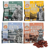 Pearson Ranch Wild Grass Fed Game Variety Pack of 4-2.1oz Bags - Venison, Elk, Buffalo, & Wild Boar - Gluten-Free, MSG-Free, Paleo and Keto Friendly