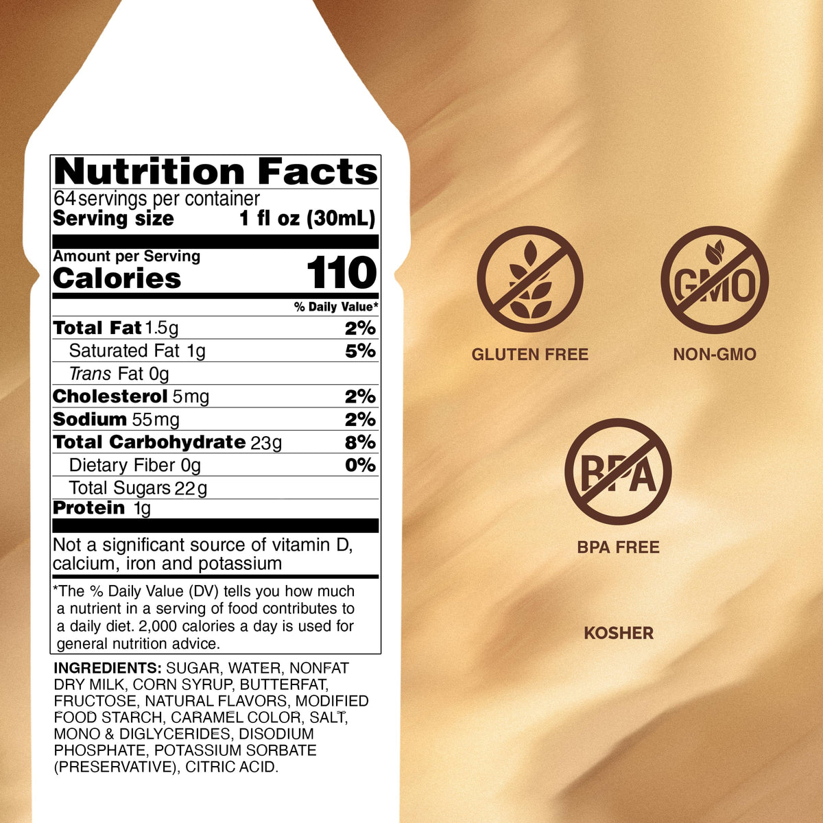 Monin - Gourmet Caramel Sauce, Rich and Buttery, Great for Desserts, Coffee, and Snacks, Gluten-Free, Non-GMO (64 Ounce)