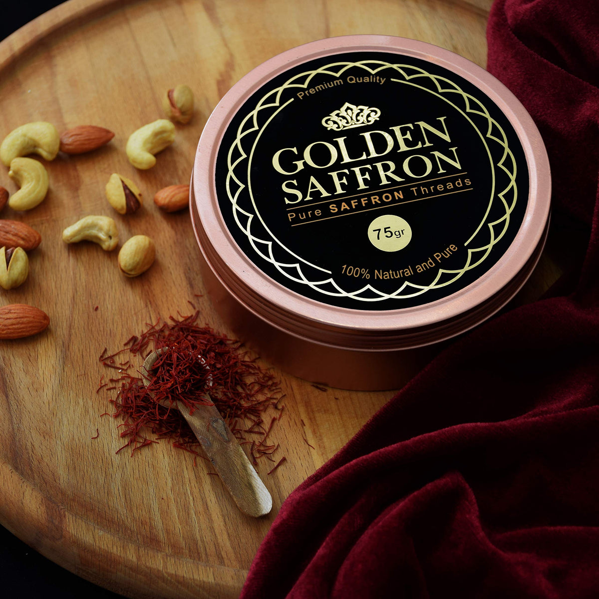 Golden Saffron, Finest Pure Premium All Red Saffron Threads, Grade A+ Super Negin, Non-GMO Verified. For Tea, Paella, Rice, Desserts, Golden Milk