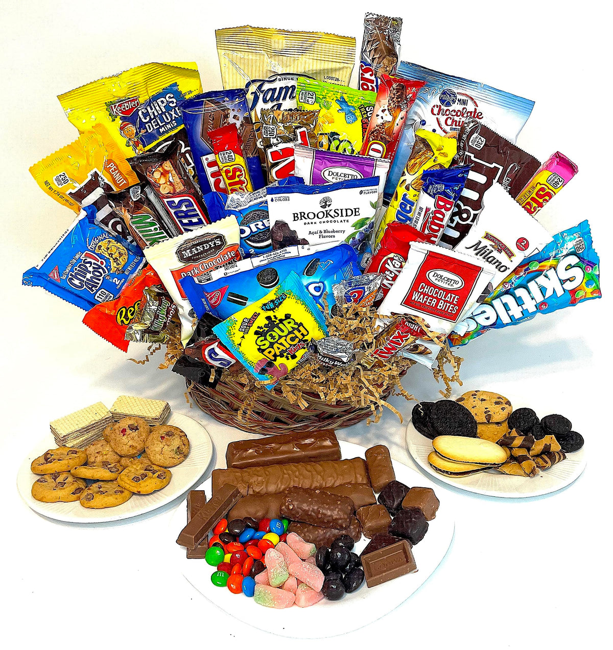 Halloween Candy Gift Basket filled with your favorite chocolate, candy, snacks, sweets, popcorn, and more! For chocolate fans of all ages! (32 Piece)