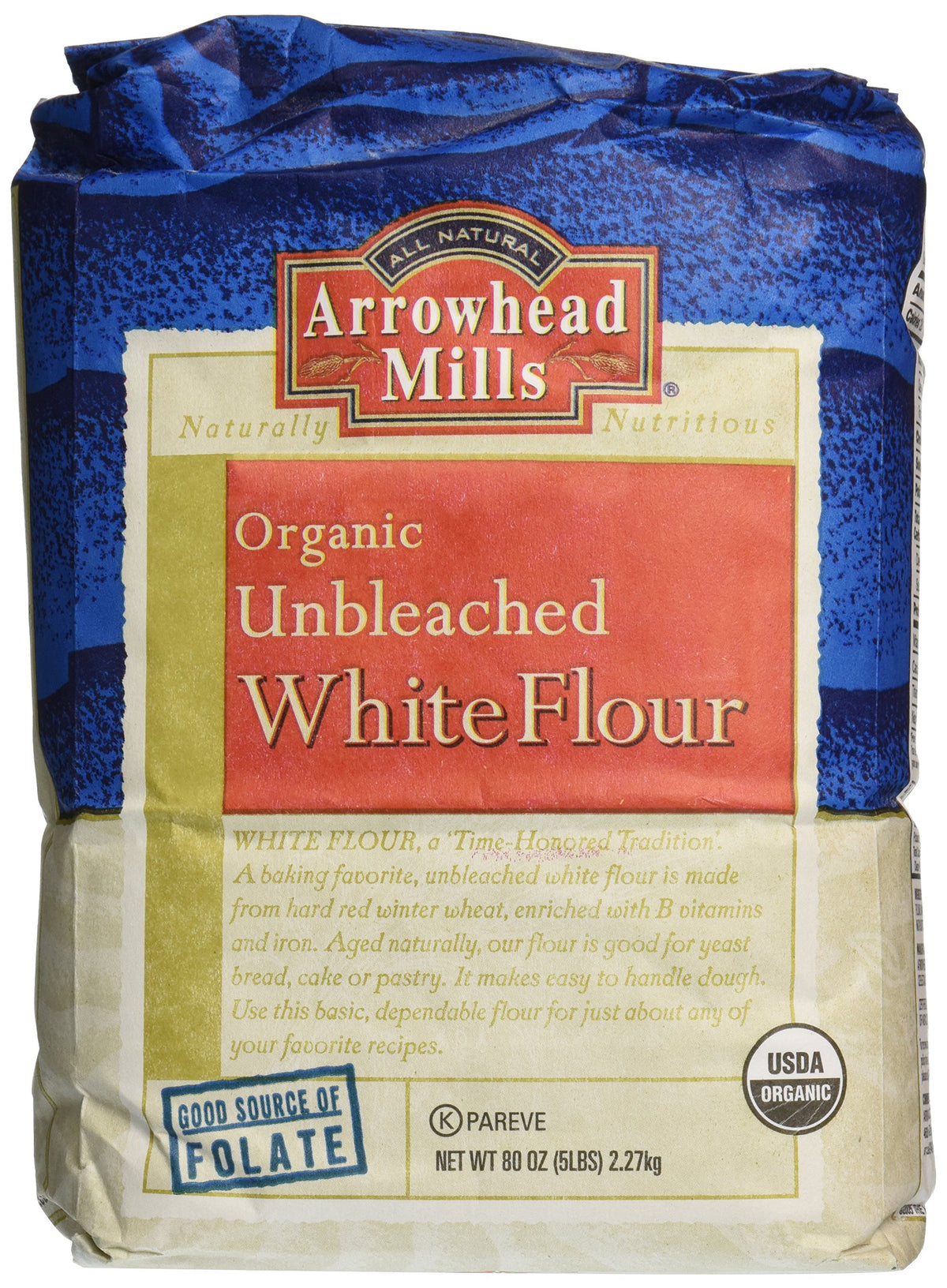 Arrowhead Mills, Flour White Unbleached Organic, 80 Ounce