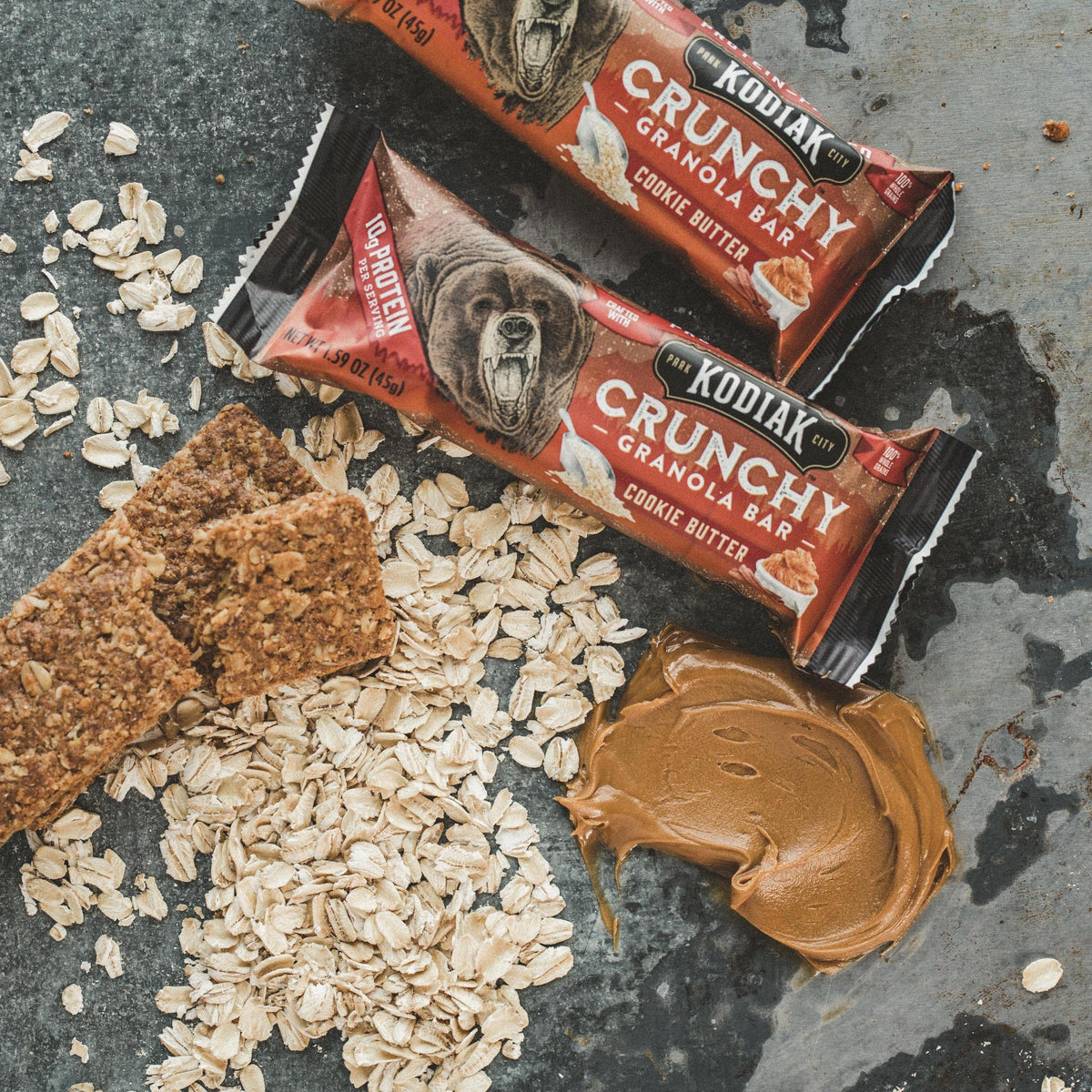 Kodiak Cakes Crunchy Granola Snack Bars, Cookie Butter, High Protein, 100% Whole Grains, 1 box with 6 pouches (12 bars)