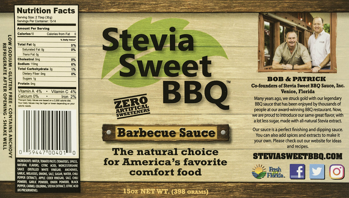 Stevia Sweet BBQ Sauce | Low Sugar (1g), Low Carb, Low Sodium, Gluten & Fat Free | Paleo & Keto Diet Friendly Barbecue Sauce | Zero Artificial
