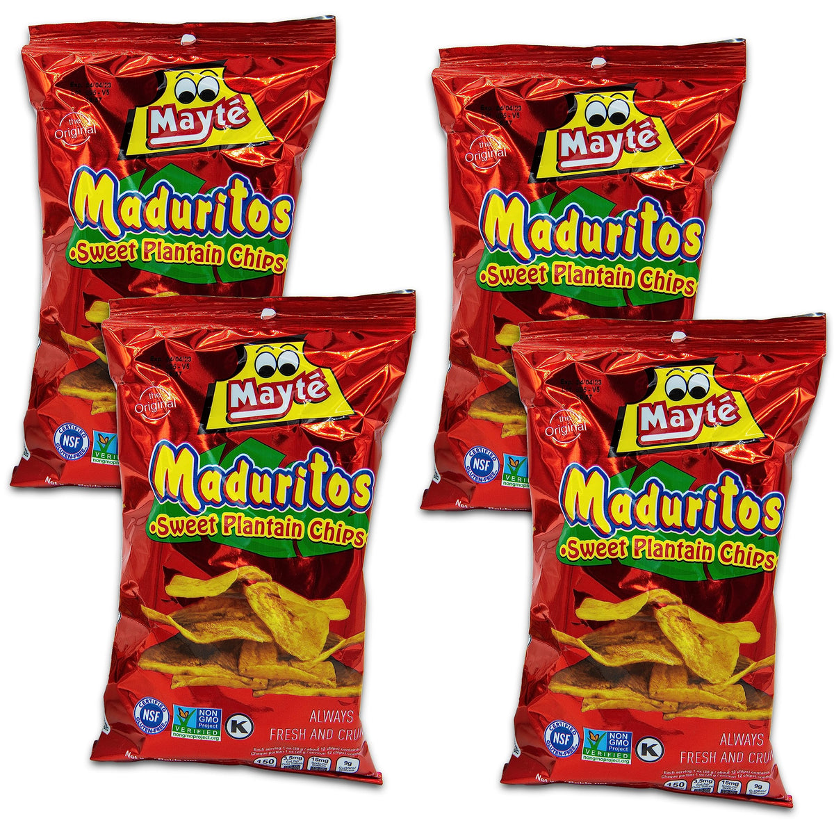 VALUE 4-Pack - Maduritos Bundle - INCLUDES 4 Bags Sweet Plantain Chips / Maduritos Dulcesitos Mayte 12oz TOTAL - Comes in a Despensa Colombiana Pack