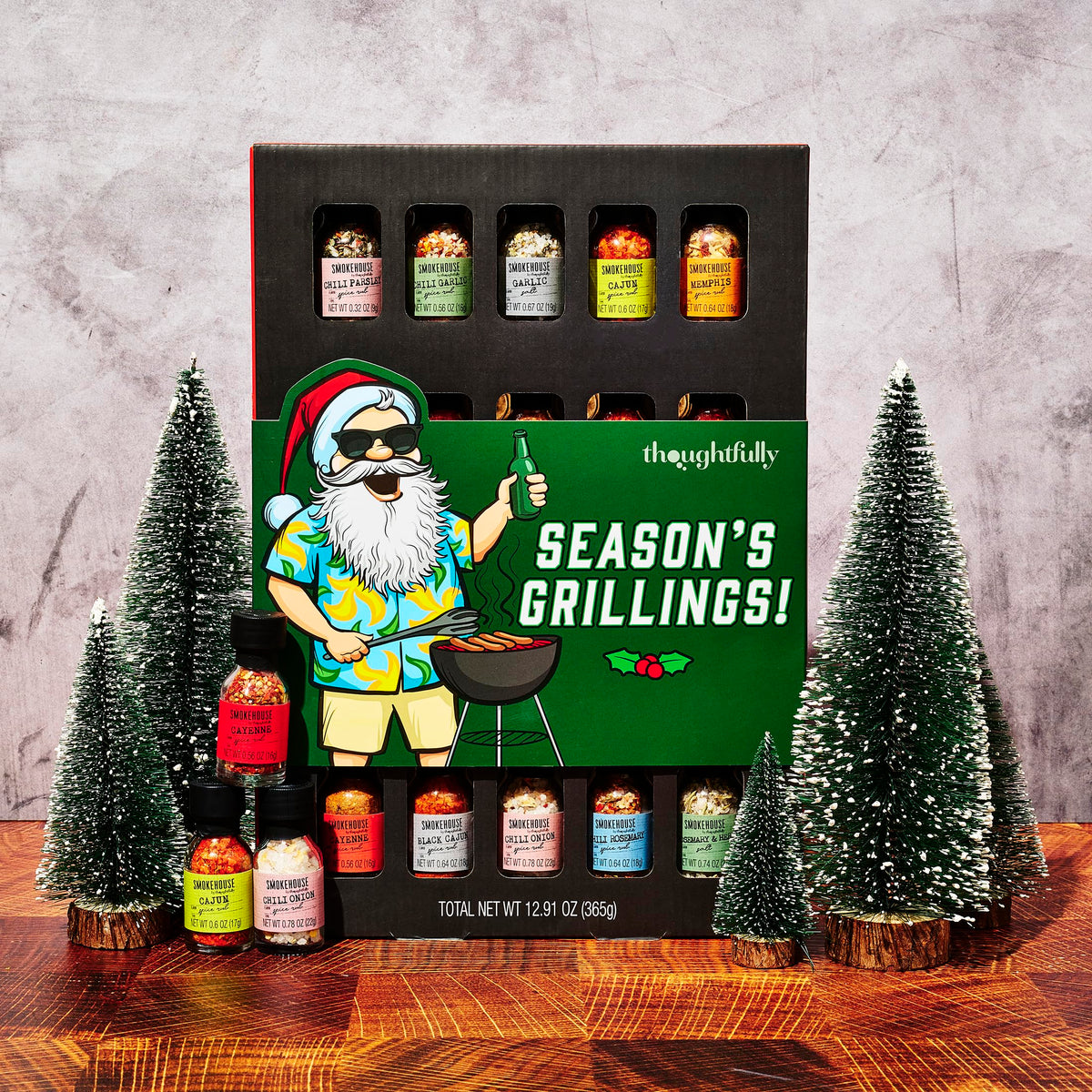 Smokehouse by Thoughtfully Holiday Ultimate Grilling Spice Seasoning Gift Set,Flavors Include Chili Garlic, Rosemary and Herb, Lime Chipotle and More