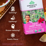 Organic India Tulsi Sweet Rose Herbal Tea - Holy Basil, Stress Relieving & Magical, Immune Support, Adaptogen, Vegan, USDA Certified Organic, Non-GMO