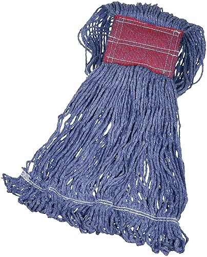 Amazon Basics Loop-End Synthetic Mop Head, 5-Inch Headband, Large, Machine Washable, Blue, 6-Pack