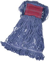 Amazon Basics Loop-End Synthetic Mop Head, 5-Inch Headband, Large, Machine Washable, Blue, 6-Pack